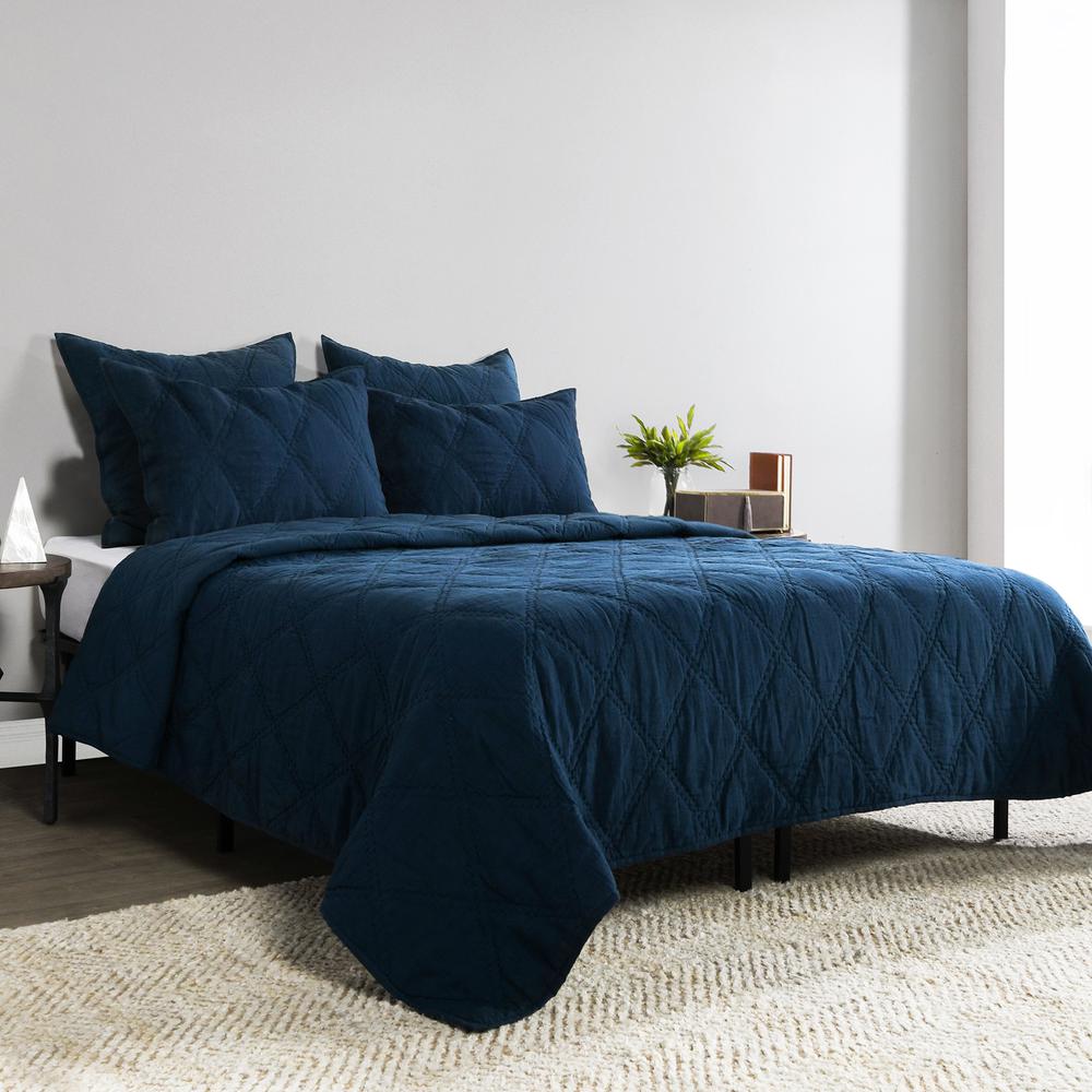 Casi 100% Belgian Flax Linen  Midnight Blue Euro Sham