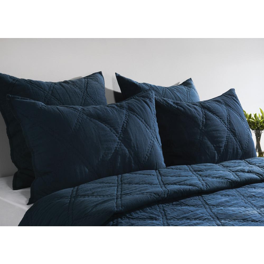 Casi 100% Belgian Flax Linen  Midnight Blue Euro Sham