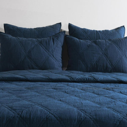 Casi 100% Belgian Flax Linen  Midnight Blue Euro Sham