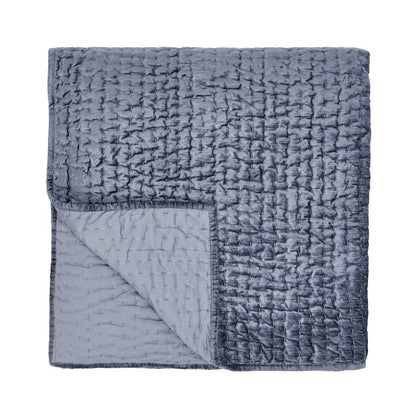 Dimitry 100% Rayon Velvet Sea Fog Blue Queen Quilt by Kosas Home
