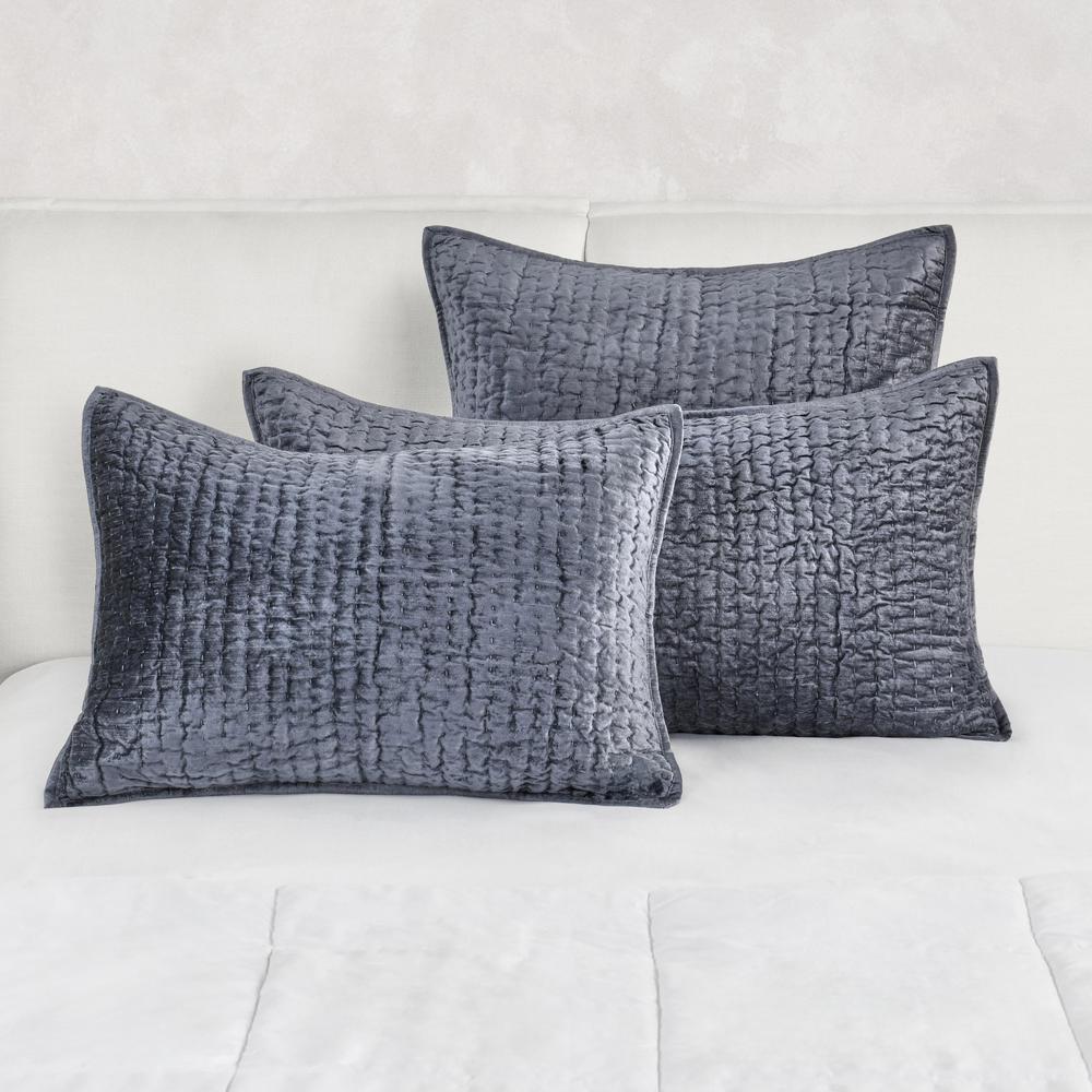 Dimitry 100% Rayon Velvet Sea Fog Blue King Sham by Kosas Home