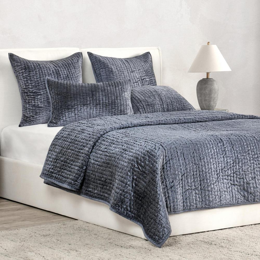 Dimitry 100% Rayon Velvet Sea Fog Blue King Sham by Kosas Home