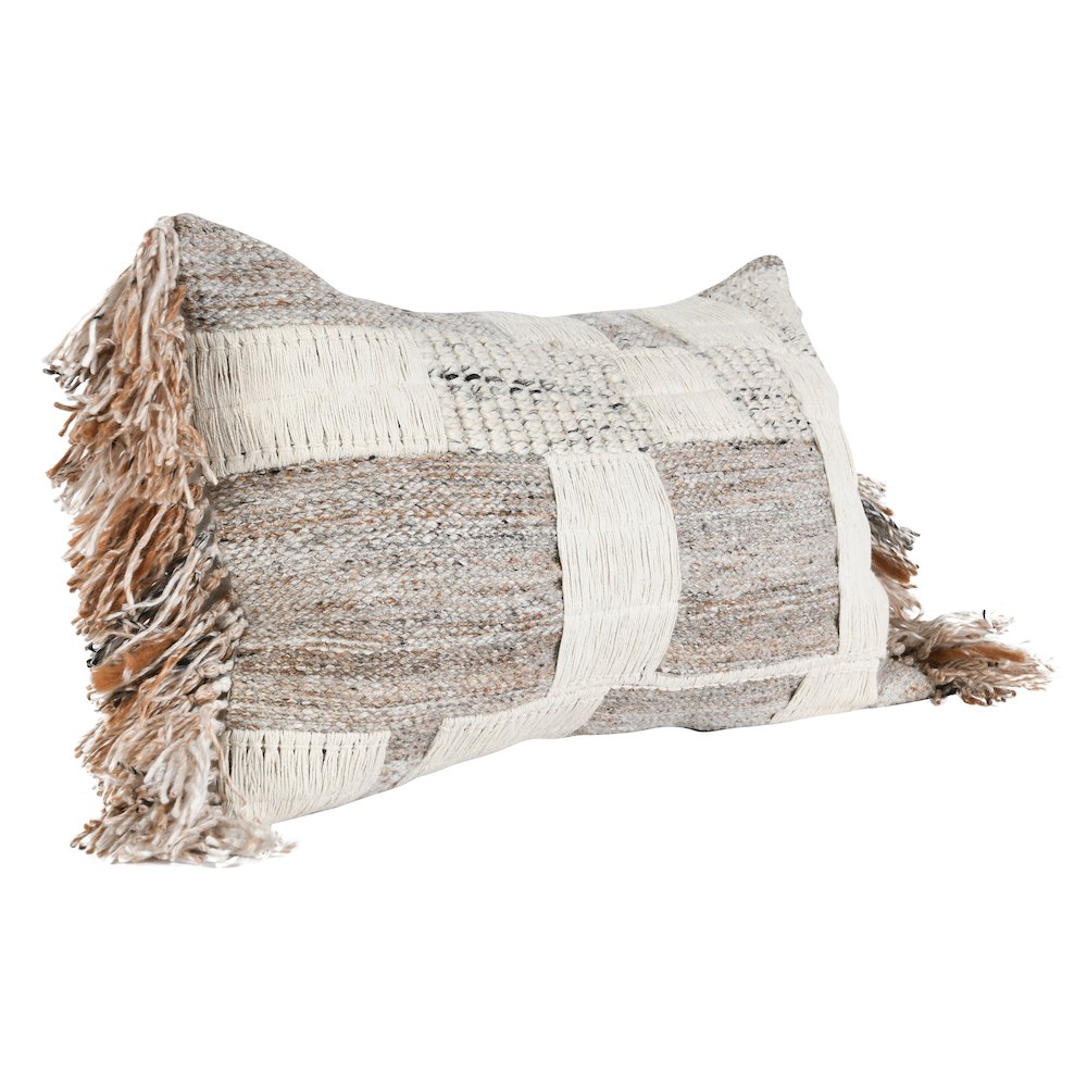 Farah 14"x26" Cotton Linen Blend Throw Pillow, Natural