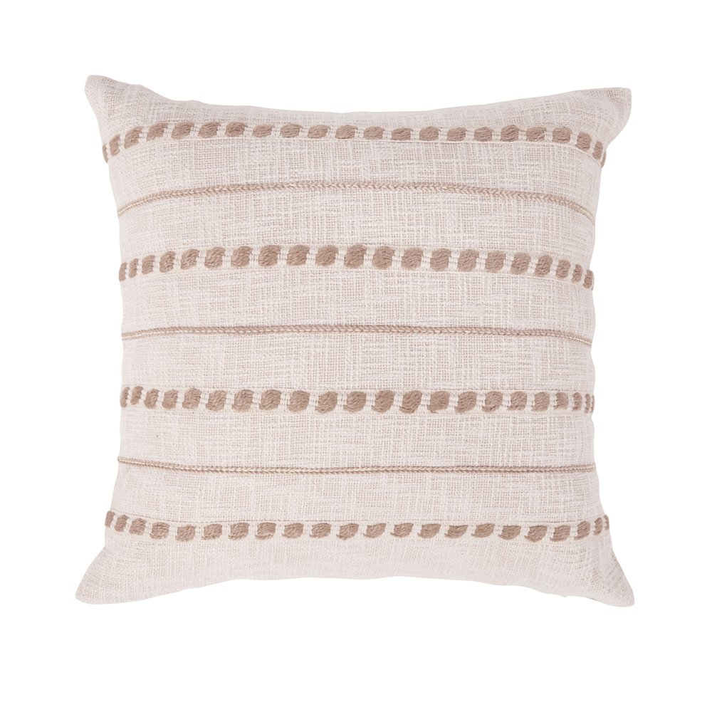 Lago 22" Cotton Weave Throw Pillow , Ivory/Natural