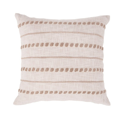 Lago 22" Cotton Weave Throw Pillow , Ivory/Natural