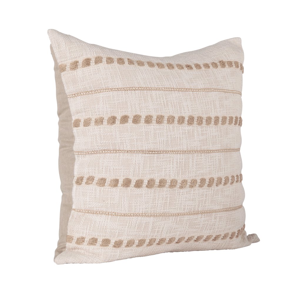 Lago 22" Cotton Weave Throw Pillow , Ivory/Natural