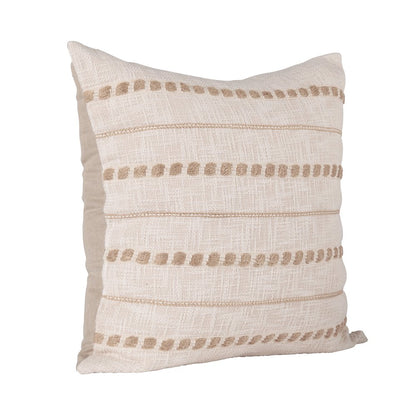 Lago 22" Cotton Weave Throw Pillow , Ivory/Natural