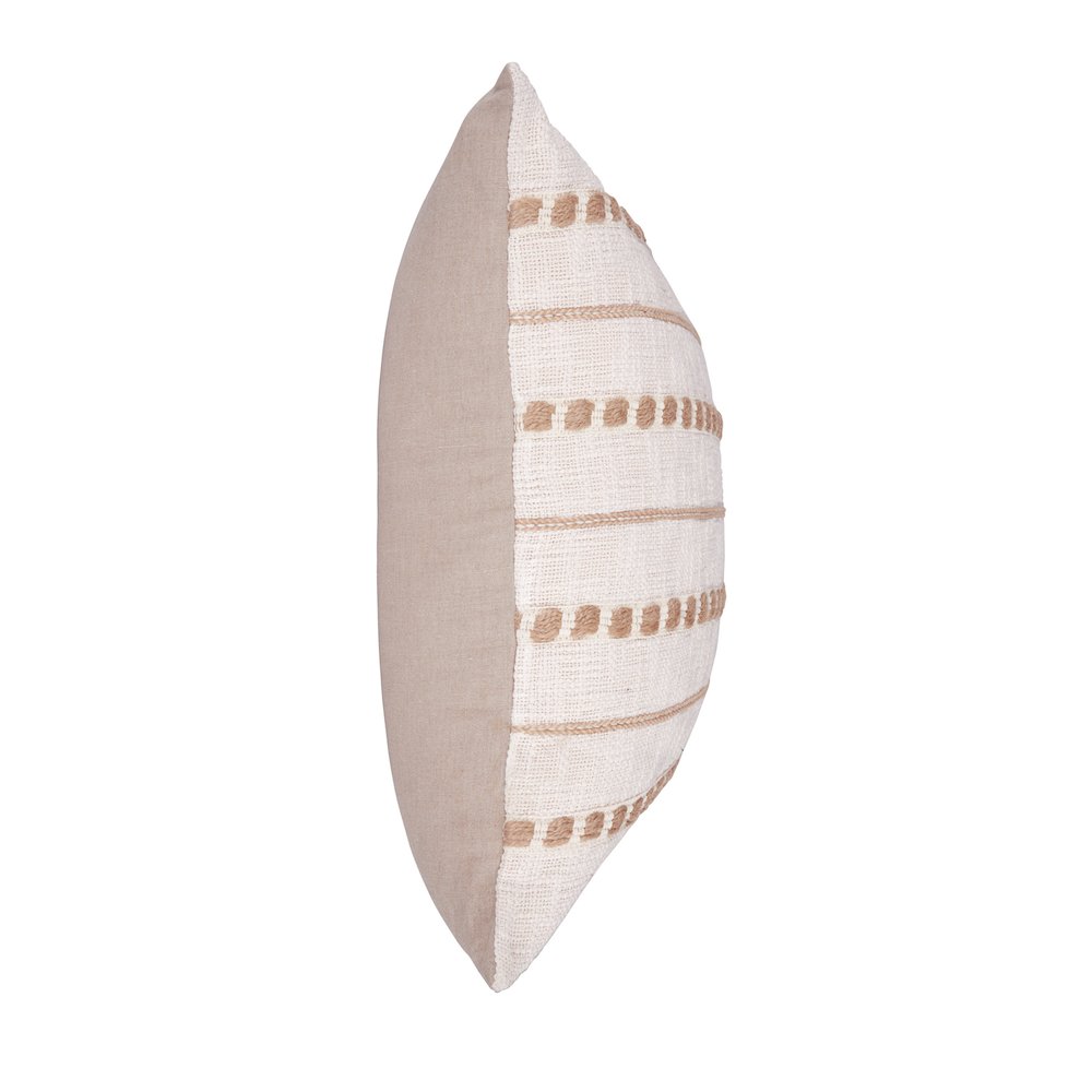 Lago 22" Cotton Weave Throw Pillow , Ivory/Natural