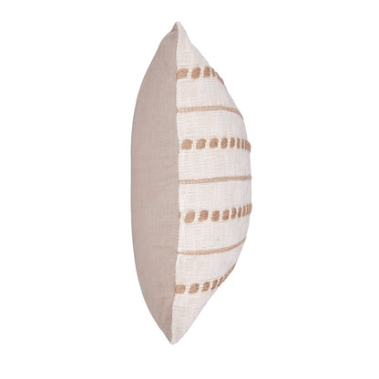 Lago 22" Cotton Weave Throw Pillow , Ivory/Natural