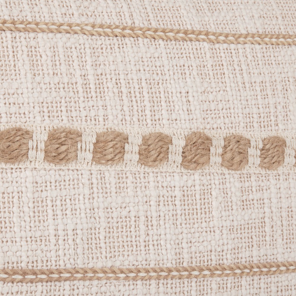 Lago 22" Cotton Weave Throw Pillow , Ivory/Natural