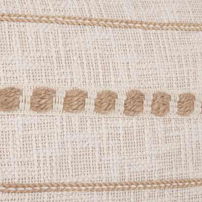 Lago 22" Cotton Weave Throw Pillow , Ivory/Natural