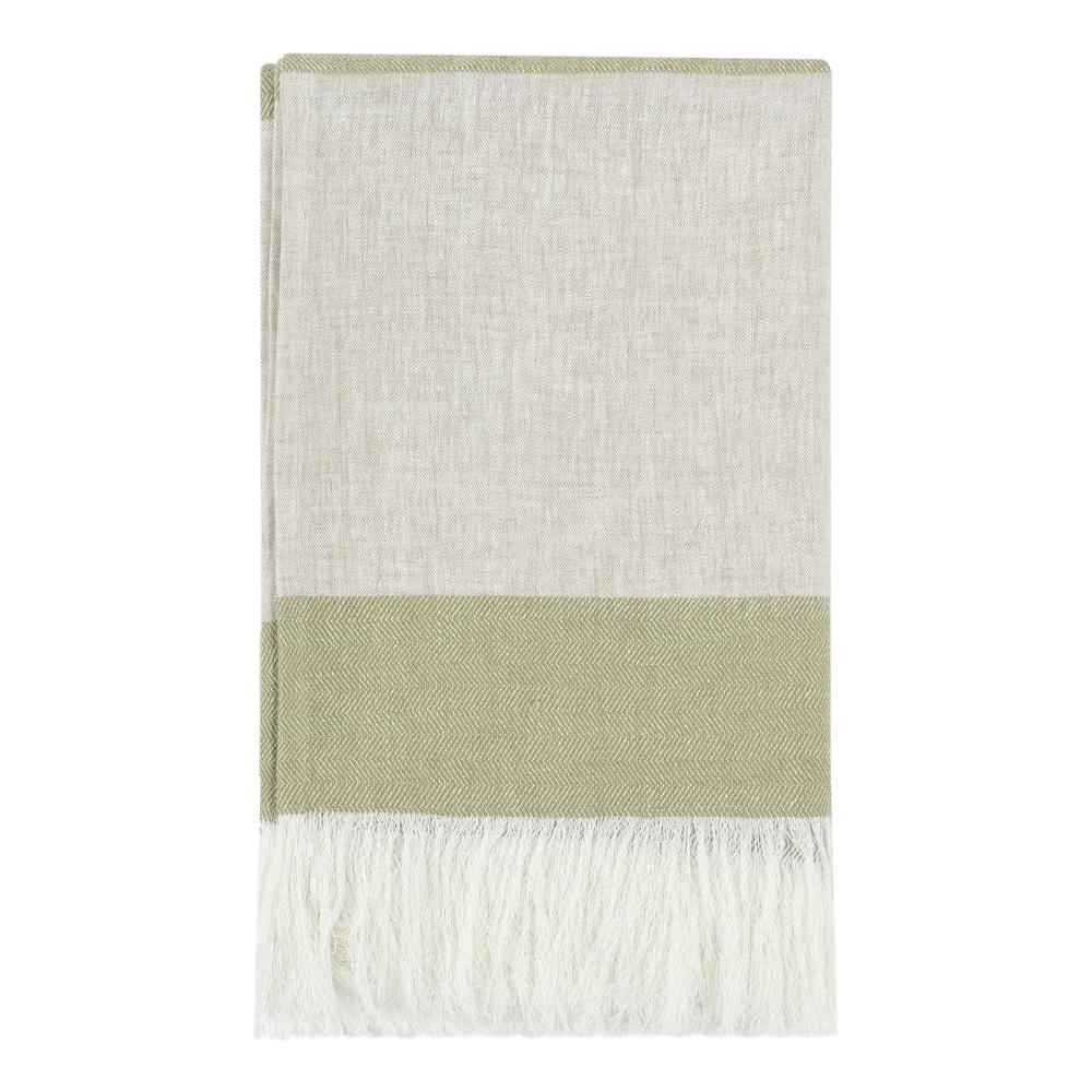 Talara 100% Belgian Linen Green Multicolor 50"x70" Throw Blanket Blanket