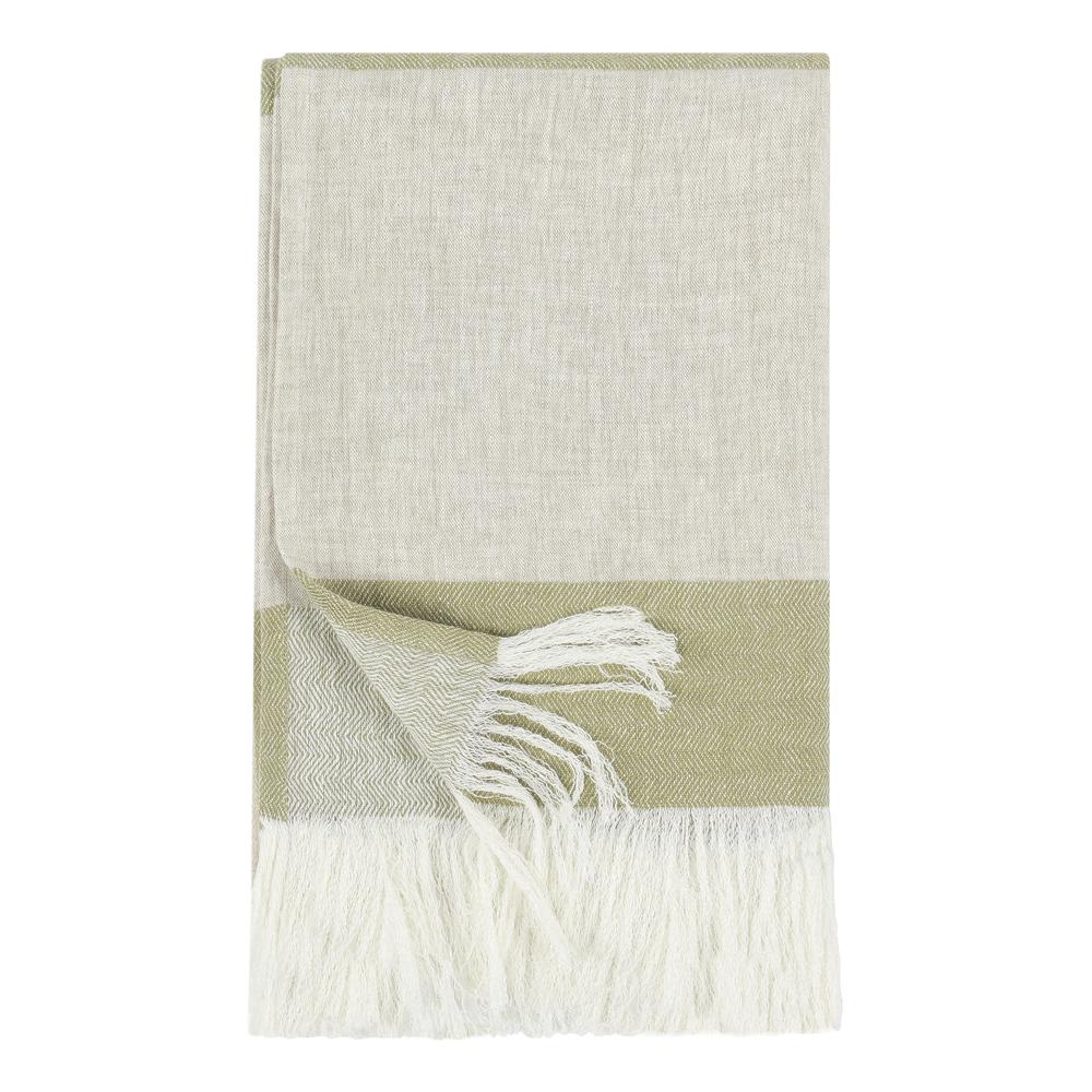 Talara 100% Belgian Linen Green Multicolor 50"x70" Throw Blanket Blanket