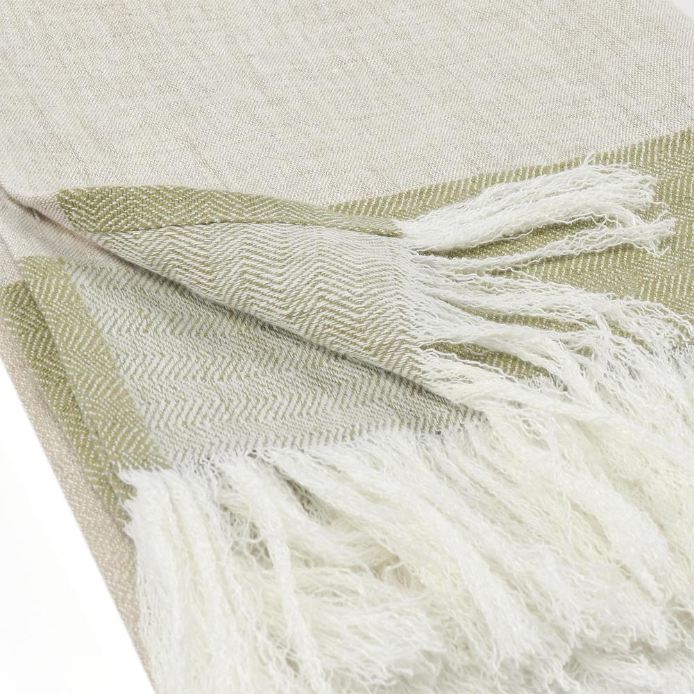 Talara 100% Belgian Linen Green Multicolor 50"x70" Throw Blanket Blanket