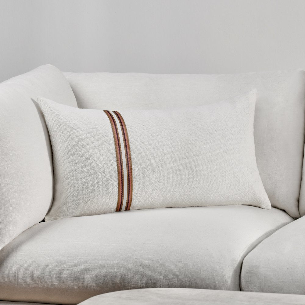 Ralph 14x26 Cotton Linen Fabric Throw Pillow, Ivory Sangria
