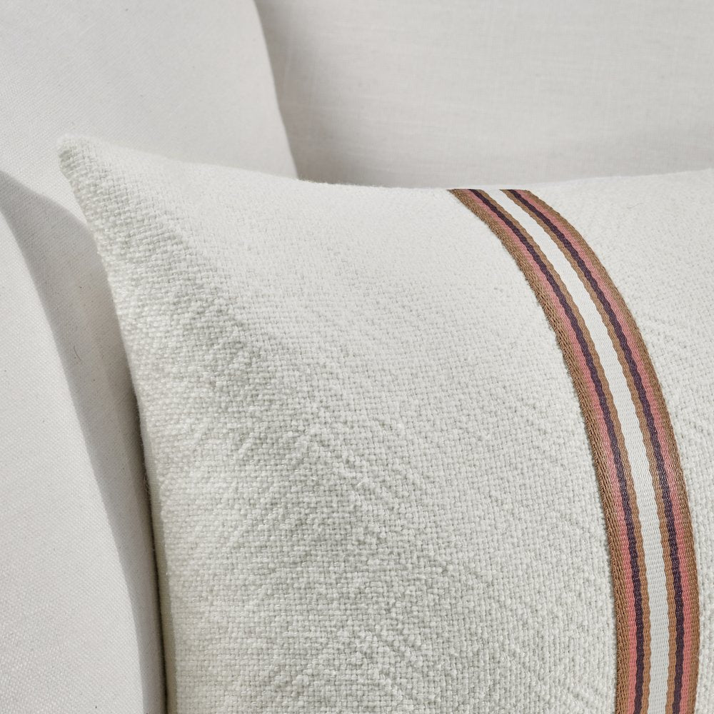 Ralph 14x26 Cotton Linen Fabric Throw Pillow, Ivory Sangria
