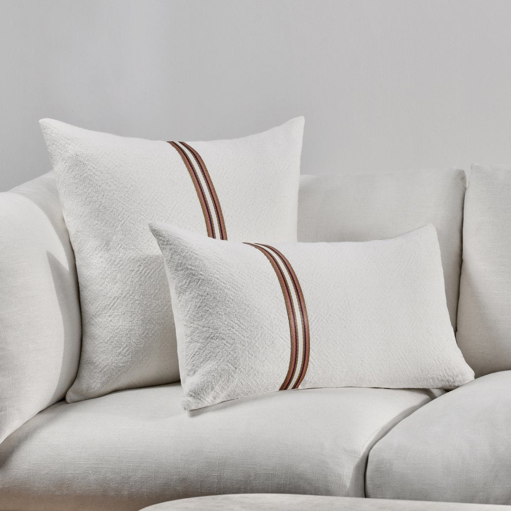 Ralph 14x26 Cotton Linen Fabric Throw Pillow, Ivory Sangria