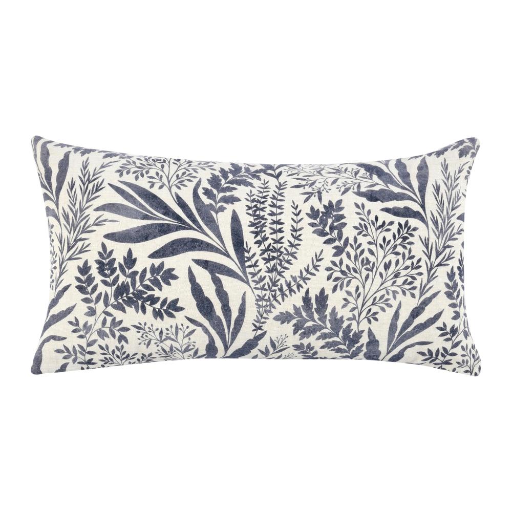 Mulberry 14"x26" Belgian Linen Blend Throw Pillow, Denim Blue
