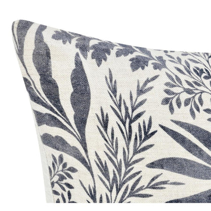 Mulberry 14"x26" Belgian Linen Blend Throw Pillow, Denim Blue