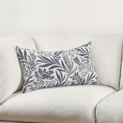 Mulberry 14"x26" Belgian Linen Blend Throw Pillow, Denim Blue