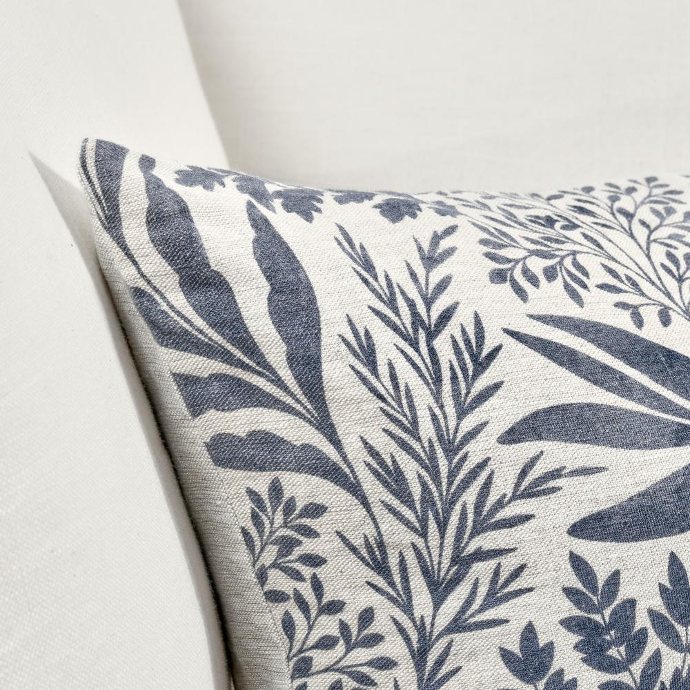 Mulberry 14"x26" Belgian Linen Blend Throw Pillow, Denim Blue