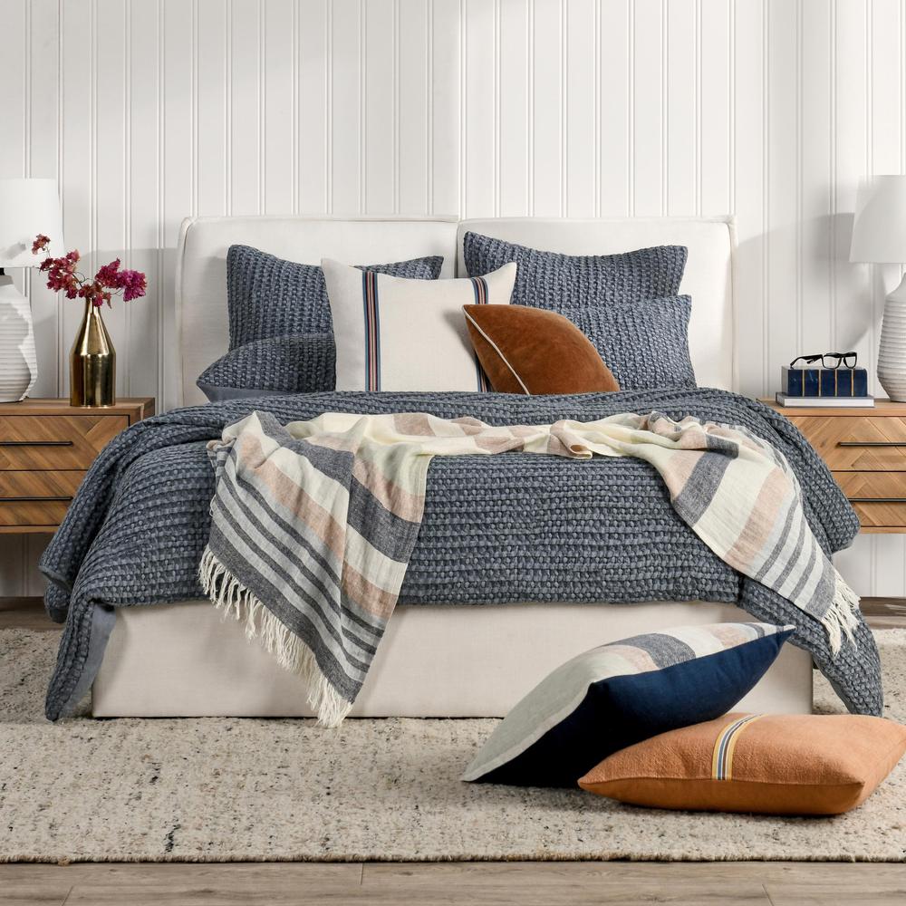 Colorman Cotton Linen Blend Fabric Marina Blue King Sham