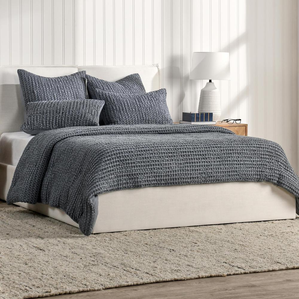 Colorman Cotton Linen Blend Fabric Marina Blue Standard Sham