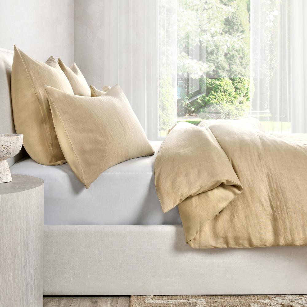 Paloma Hemp Fabric Ochre Amber King Duvet Set