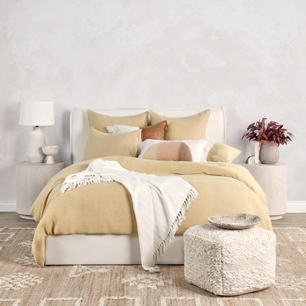 Paloma Hemp Fabric Ochre Amber King Duvet Set