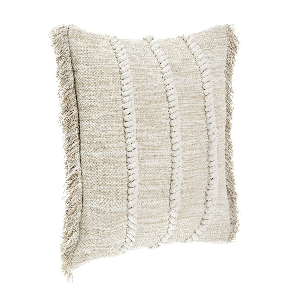 Lucera 22" Woven Fabric Throw Pillow in Beige