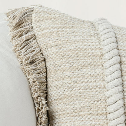 Lucera 22" Woven Fabric Throw Pillow in Beige