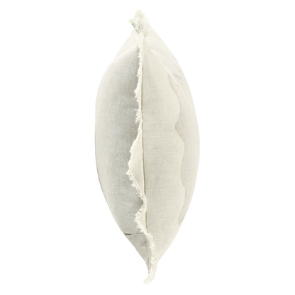 Tollo 14x26 Applique Design Linen Blend Fabric Ivory Throw Pillow