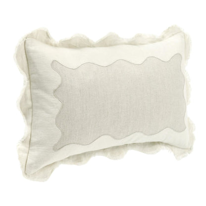 Tollo 14x26 Applique Design Linen Blend Fabric Ivory Throw Pillow