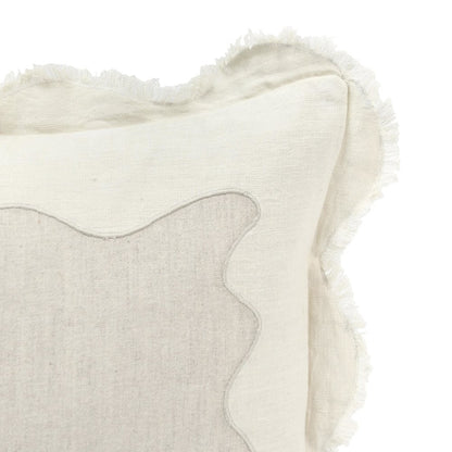 Tollo 14x26 Applique Design Linen Blend Fabric Ivory Throw Pillow