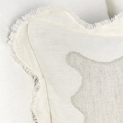 Tollo 14x26 Applique Design Linen Blend Fabric Ivory Throw Pillow