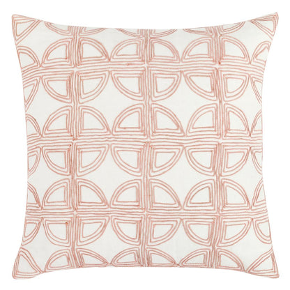 Baia 22" Embroidered Belgian Linen Fabric Natural Throw Pillow