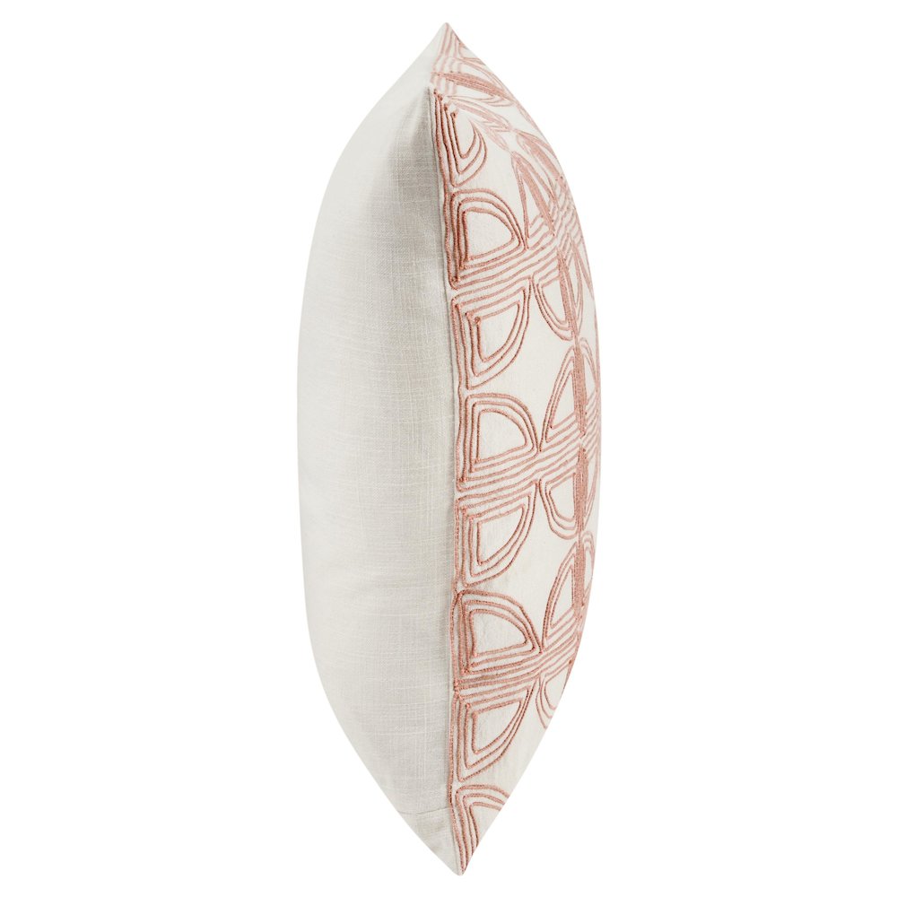 Baia 22" Embroidered Belgian Linen Fabric Natural Throw Pillow