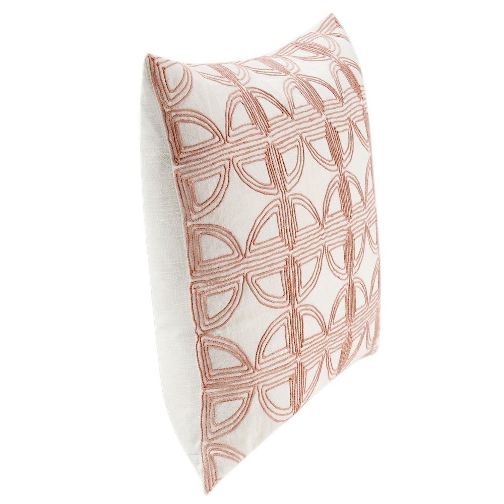 Baia 22" Embroidered Belgian Linen Fabric Natural Throw Pillow