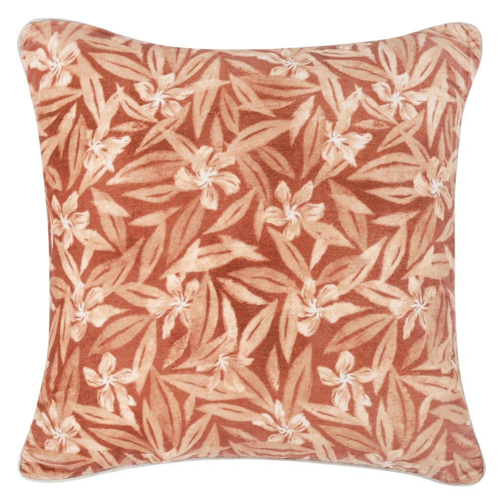 Lamia 22" Cotton Velvet Fabric Botanical Clay Throw Pillow