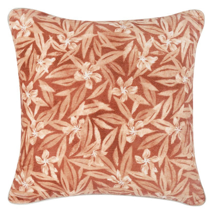 Lamia 22" Cotton Velvet Fabric Botanical Clay Throw Pillow