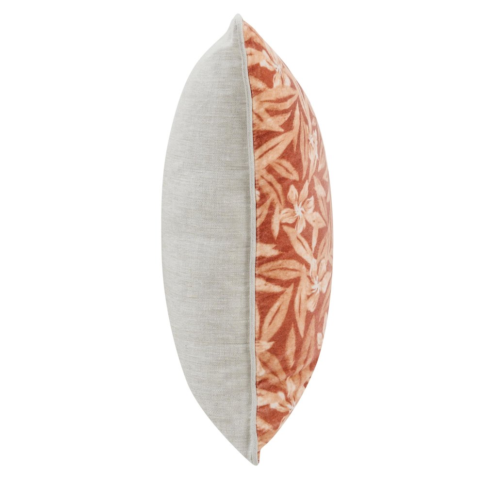 Lamia 22" Cotton Velvet Fabric Botanical Clay Throw Pillow