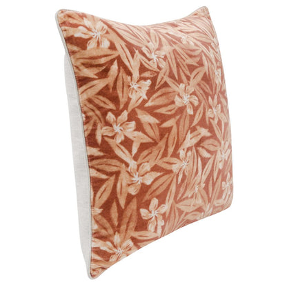Lamia 22" Cotton Velvet Fabric Botanical Clay Throw Pillow