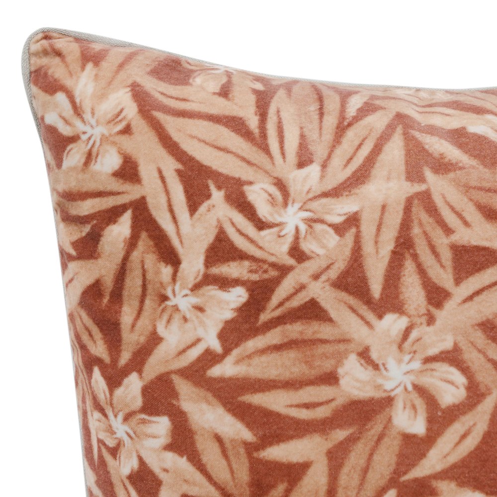 Lamia 22" Cotton Velvet Fabric Botanical Clay Throw Pillow