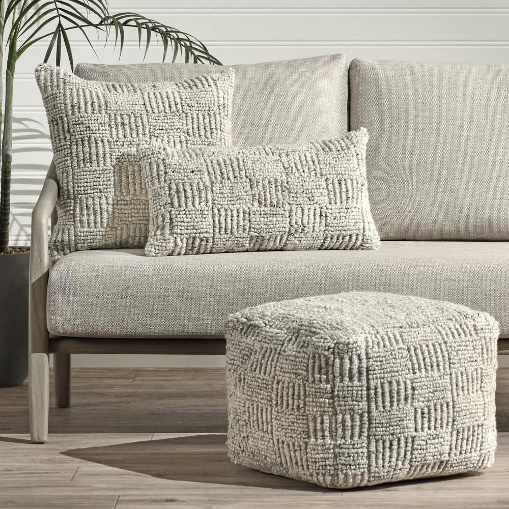 Shades 14"xx26" Recycled Fabric Throw Pillow, Ivory