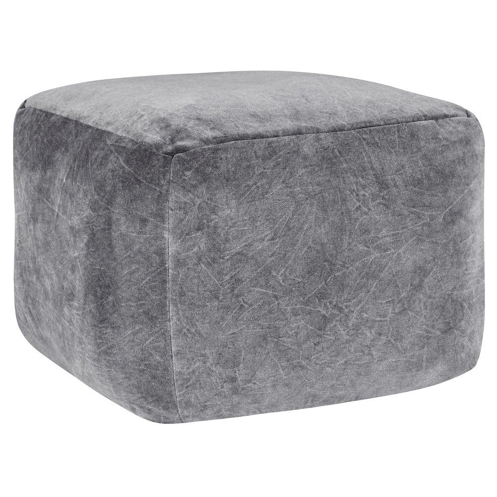 Heirloom 18" Velvet Fabric Stone Gray Floor Cushion Pouf