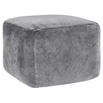 Heirloom 18" Velvet Fabric Stone Gray Floor Cushion Pouf