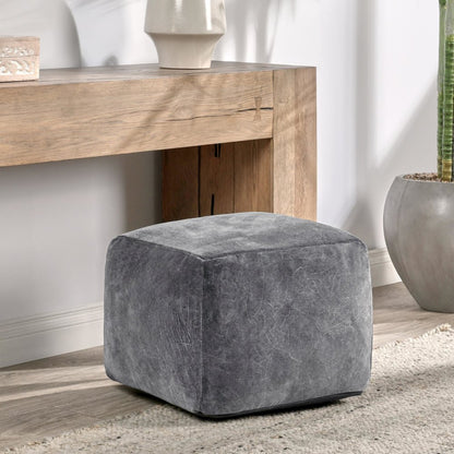 Heirloom 18" Velvet Fabric Stone Gray Floor Cushion Pouf