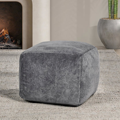 Heirloom 18" Velvet Fabric Stone Gray Floor Cushion Pouf