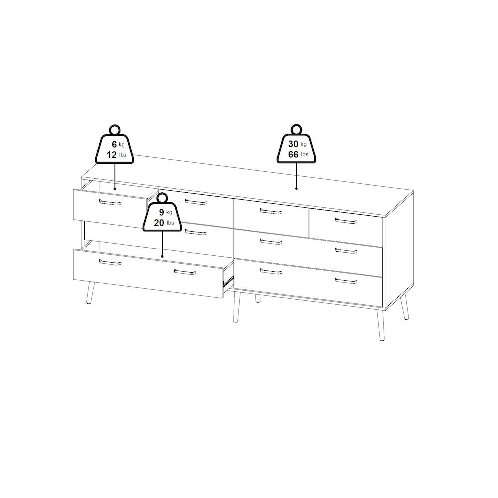 Tone 8 Drawer Double Dresser, Mocha Oak