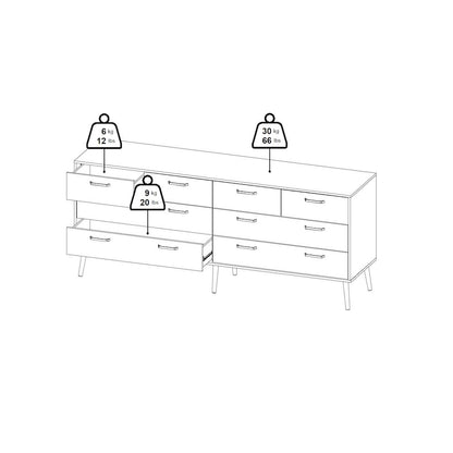 Tone 8 Drawer Double Dresser, Mocha Oak